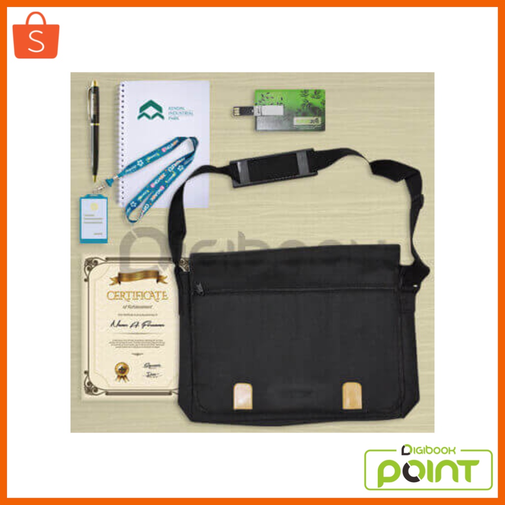 

Paket Seminar Kit Gold Isi 6 Tas Laptop Pulpen Agenda Lanyard Sertifikat Flashdisk Card