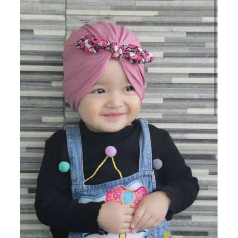 Turban Bayi Pita Kelinci Motif / ciput baby newborn / topi anak perempuan / turban anak