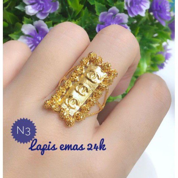 (OKT) TERMURAH Set Perhiasan Lapis Emas 24 Karat Xuping Cincin Chanel Kotak Gold Mewah Titanium Asli