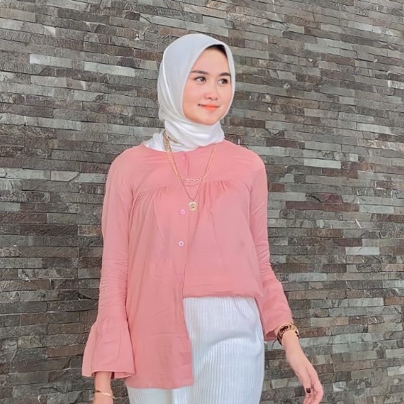 Augie - Jelita Blouse Polos Rayon-Dusty Pink