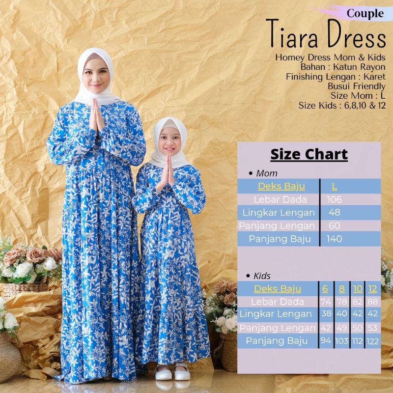 New-Gamis Couple Ibu &amp; Anak - Homey Dress Tiara Motif Flower -Bahan Katun Rayon Premium-Termurah!!