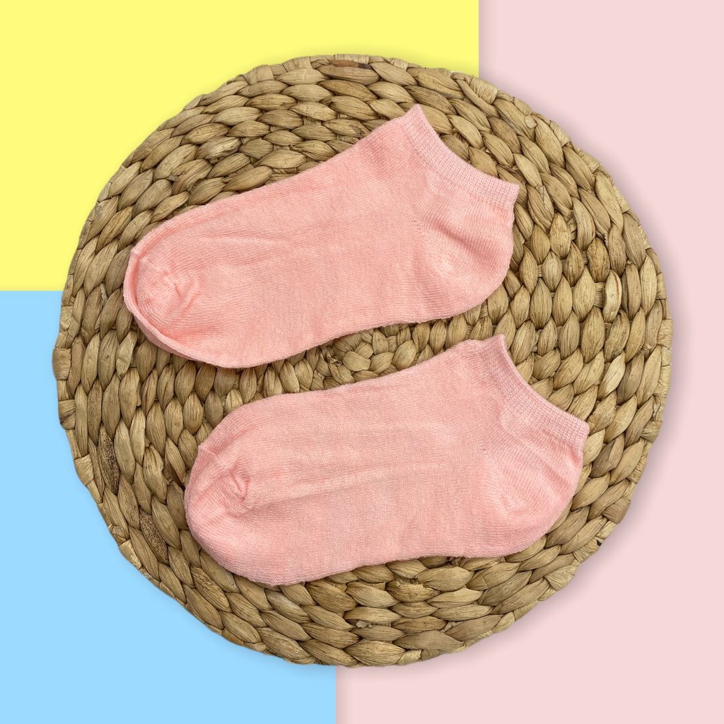 HC Kaos Kaki Wanita Polos Kaos Kaki Pendek Semata Kaki Ankle Bahan Spandex Lembut Cute Short-HC1435 PINK MUDA