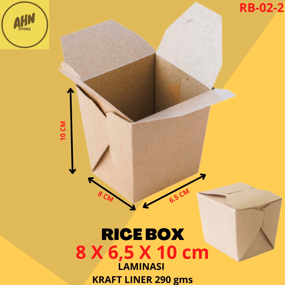 

KARDUS DUS RICE BOX NASI GORENG BENTO LAMINASI / KOTAK BOX MIE BUBUR SNACK KENTANG ROTI 8x6,5x10 CM