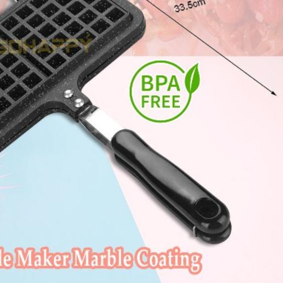 ✮ WAFFLE MAKER BELGIAN GOHAPPY - CETAKAN KUE WAFFLE CROFFLE MANUAL - DOUBLE WAFFLE - CETAKAN KUE ☞