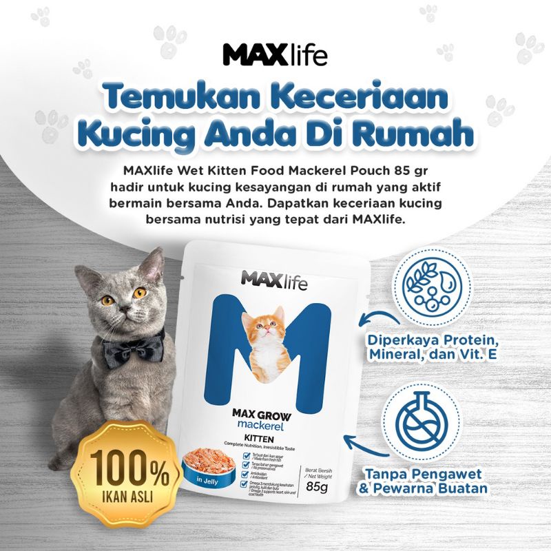 MAXlife Wet Kitten Food Mackerel Pouch 85gr