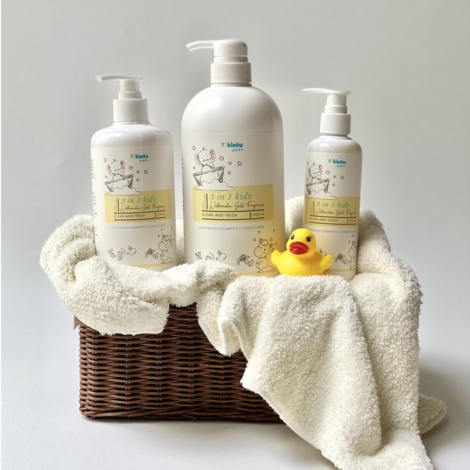 OKIZOU 3 IN 1 KIDZ Shampoo, Conditioner &amp; Body Wash 250ml 500ml 1000ml 1L Sampo Sabun Anak Bayi