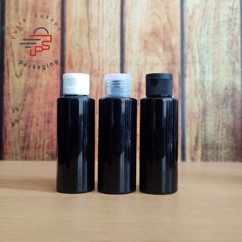 botol fliptop 100ml rf hitam pet / botol fliptop 100ml hitam