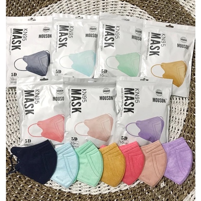 MOUSON KN95 5D 5 PLY ISI 10 PCS MASKER KN95 5D MOUSON DEWASA KN95 5D 5 PLY