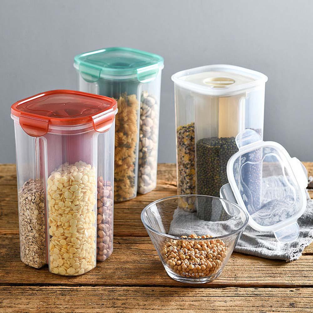 [Elegan] Wadah Penyimpanan Lock Lid Moisture-Proof Multigrain Organizer Dapur Makanan Canister Kulkas Tetap Segar Sealed Jar