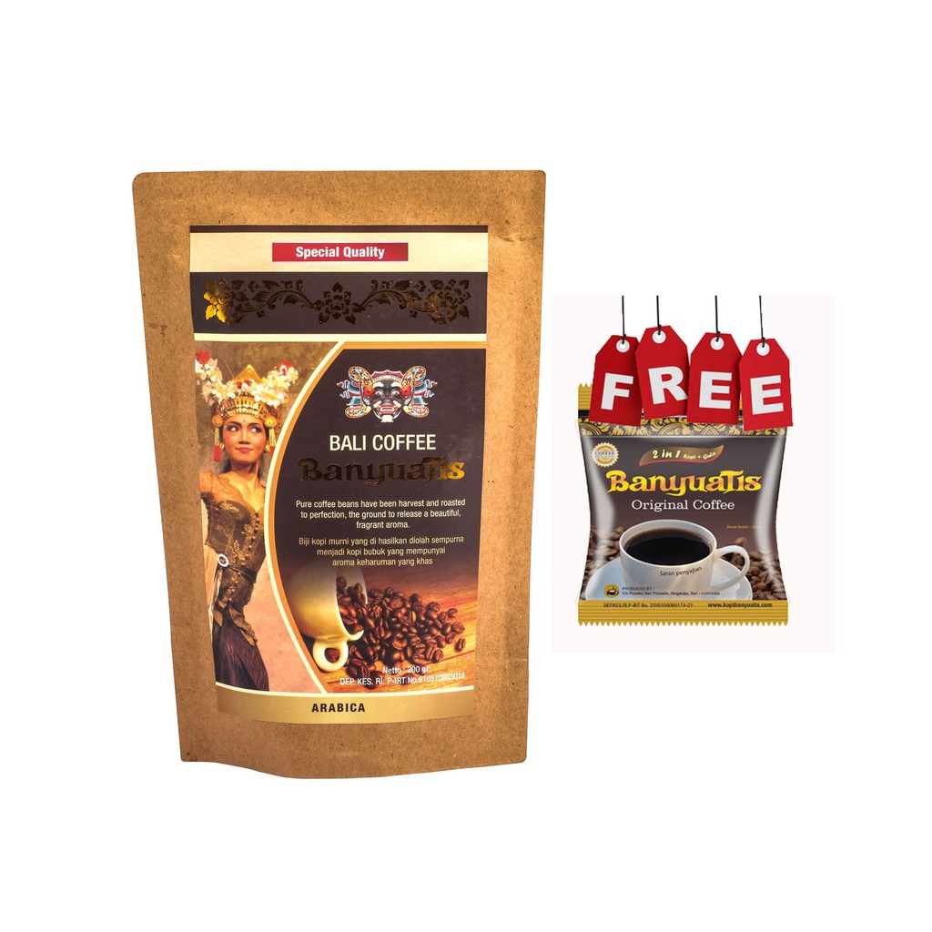 

BALICIHUI KOPI BALI ARABICA FOIL 200 Gram by Banyuatis FREE 1 sachet Kopi 3 in1 by Banyuatis