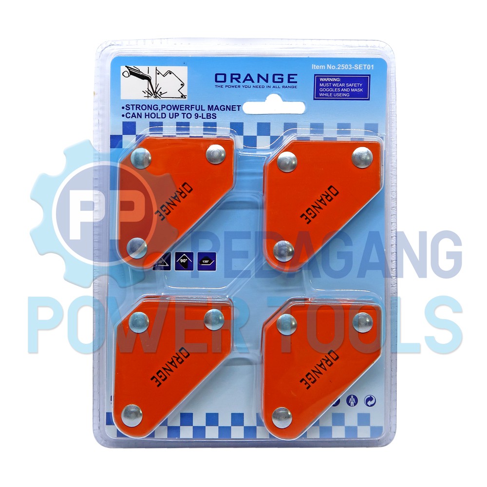 ORANGE SET 4 PCS SIKU LAS MAGNET MINI MESIN LAS SUDUT HOLDER WELDING