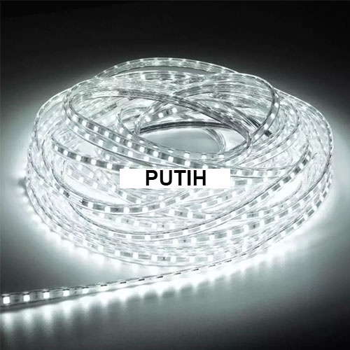 PAKET 20 / 25 METER LAMPU LED STRIP 5050 PLUS SOCKET AC 220V / LANGSUNG NYALA DAN PASANG TANPA RIBET PUTIH / MERAH / BIRU / HIJAU / ICE BLUE / UNGU / PINK / WARM WHITE MURAH PROMO CUCI GUDANG