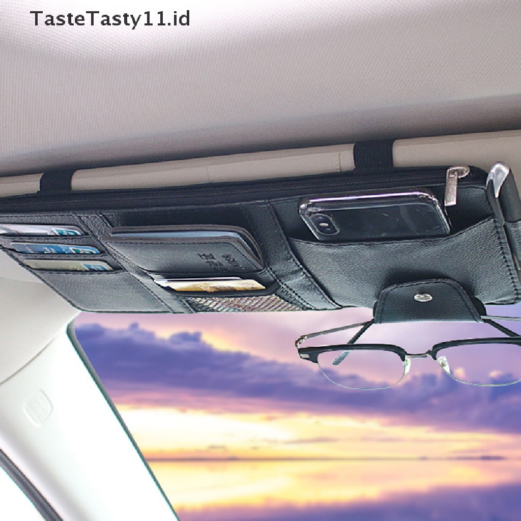 【TasteTasty】 Car Sun Visor Business Card Holder Storage Box Sunglasses Clip Storage Box .