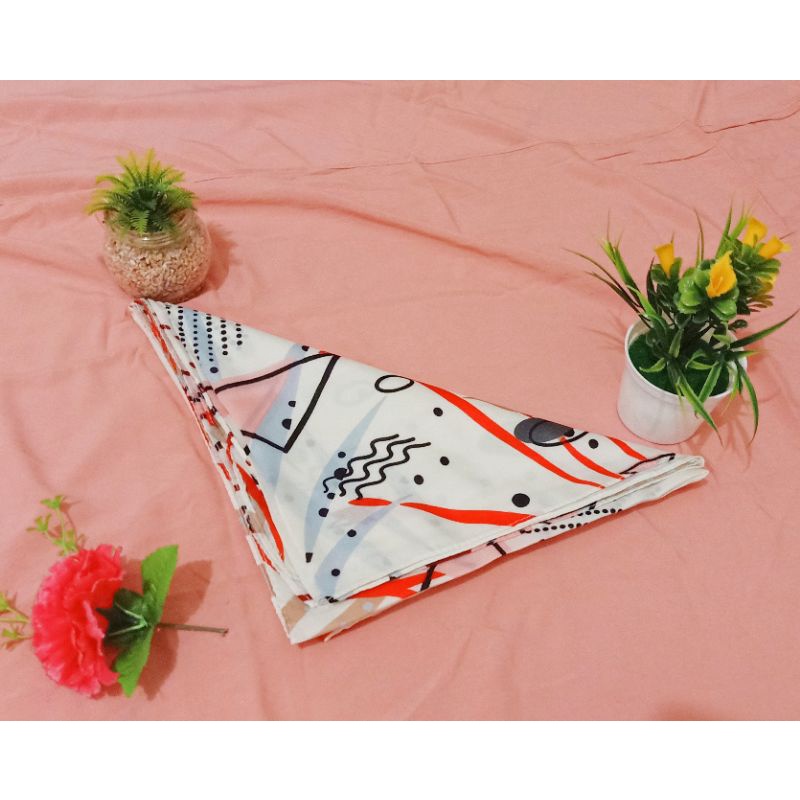 FymStore - Hijab Segiempat Umama Motif Putih Merah nude