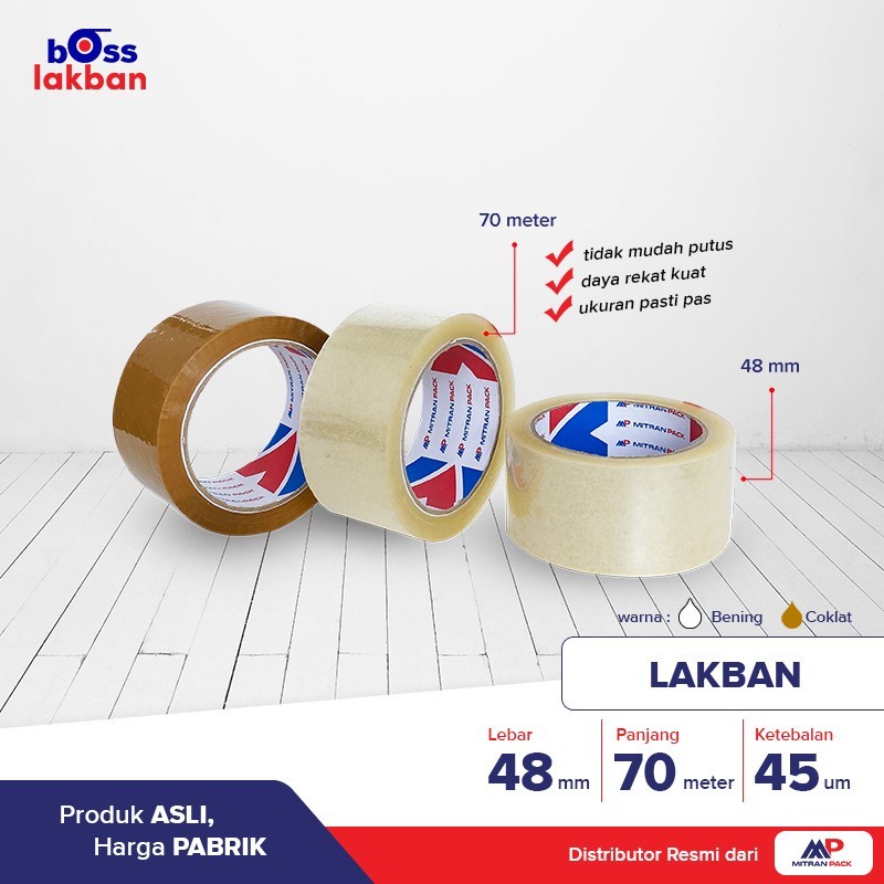 Lakban bening 48 mm x 70 meter mitran pack