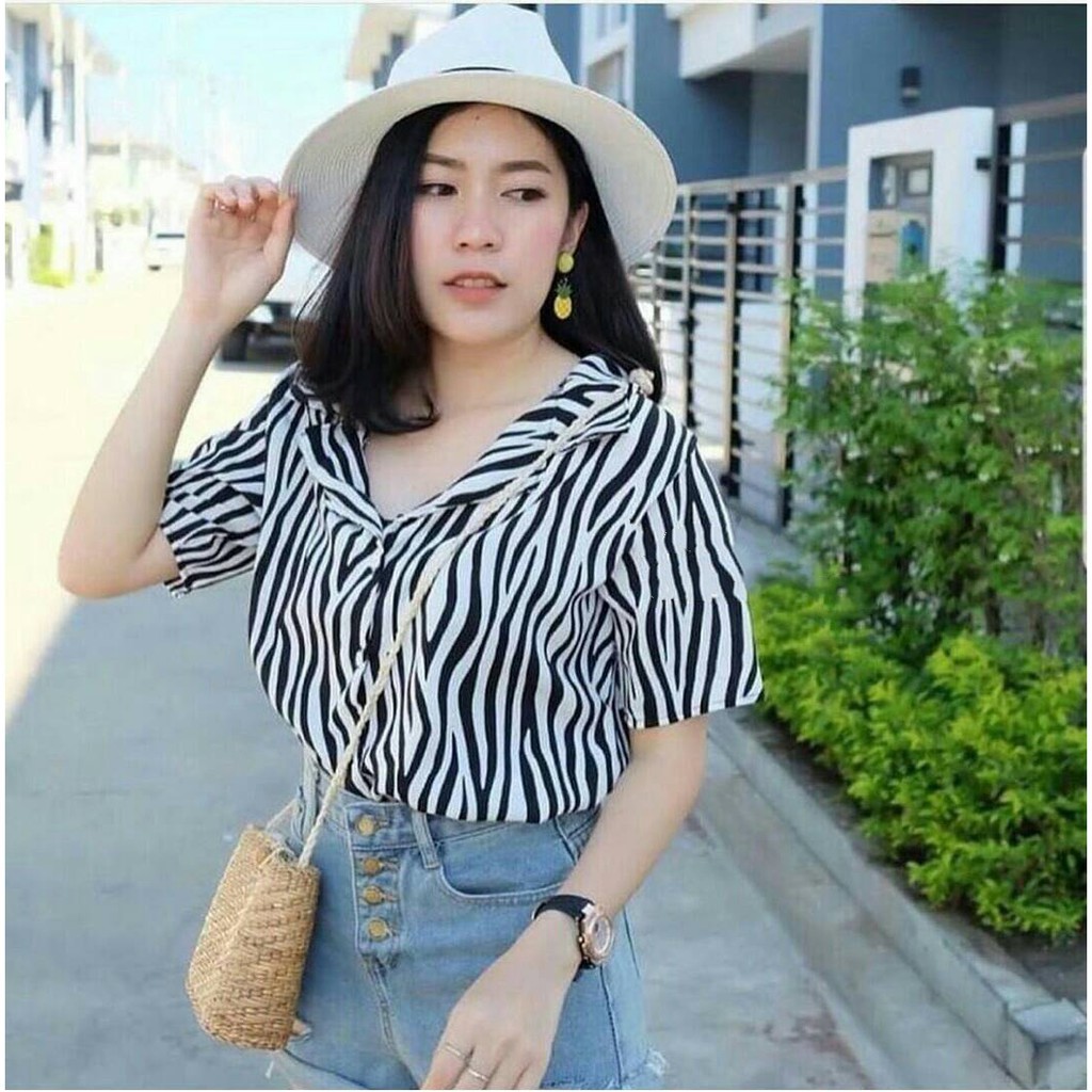 PATTERN SHIRT CUTE LEOPARD / LORENG ZEBRA - KEMEJA WANITA | PATTERN SHIRT-1
