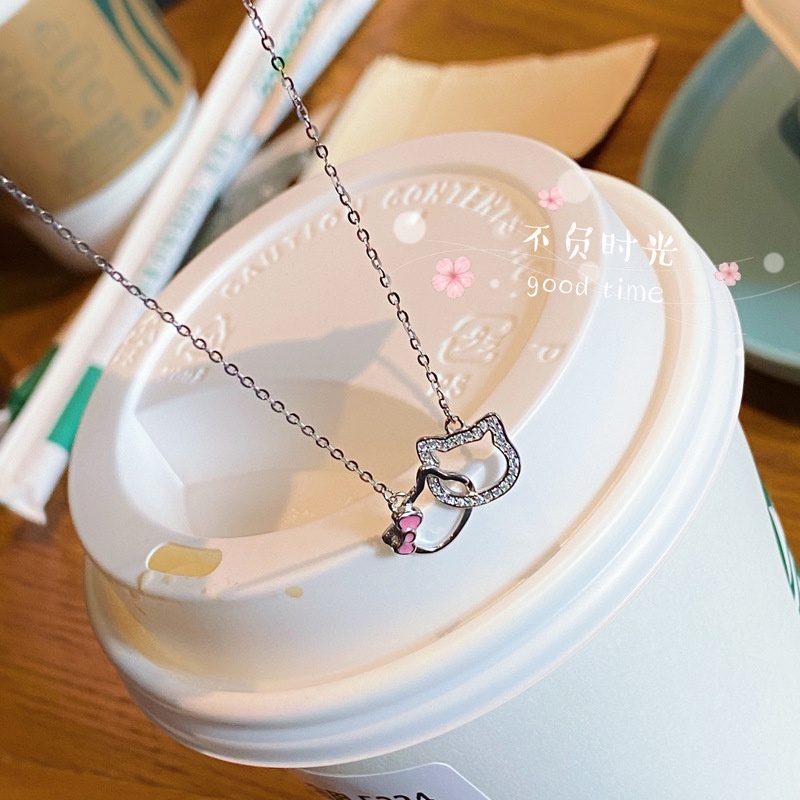 Kalung Rantai Dengan Liontin Hello Kitty Gaya Korea Untuk Wanita