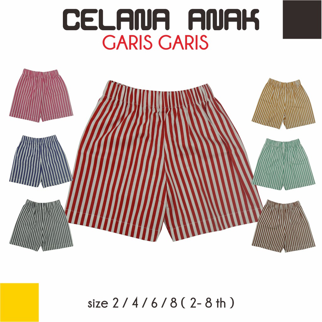  CELANA  PENDEK KARET ANAK  MOTIF GARIS KECIL  Shopee Indonesia