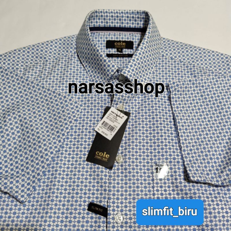 Kemeja Lengan Pendek SLIMFIT dan REGULER pria merk COLE original branded matahari