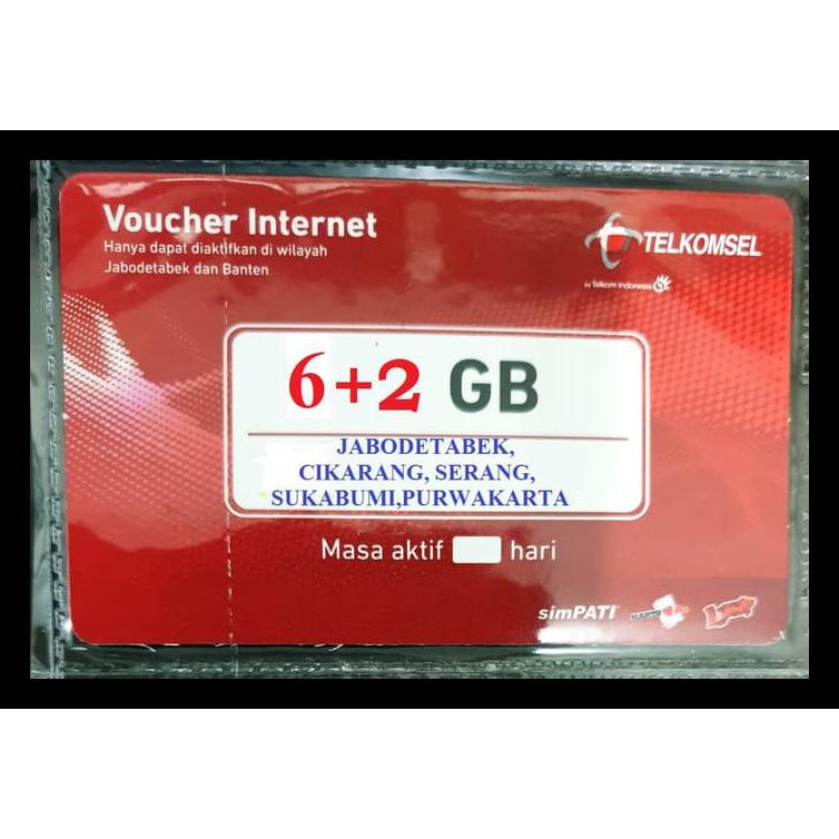 Voucher data Telkomsel 8GB Kuota 6+2 GB EKSLUSIF