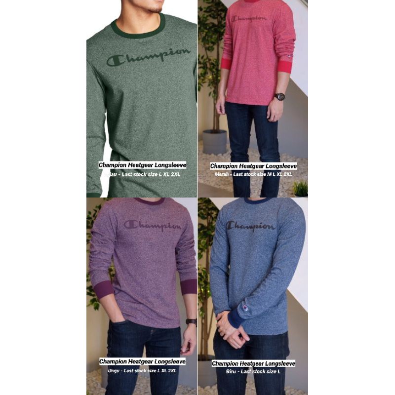 Kaos Lengan Panjang Champion Long Sleeve Heater Big Script Logo / Kaos Champion lengan panjang