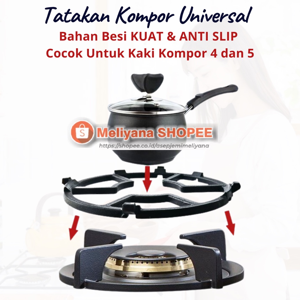 Tatakan Dudukan Besi Tungku Kompor Gas Semua Merk ANTI SLIP Bahan Besi Universal Stovetop Trivet