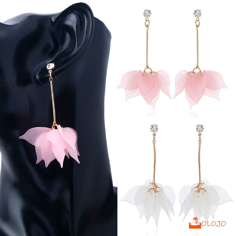 OLOJO Anting Tusuk Model Rumbai Warna Matte untuk Wanita Korea