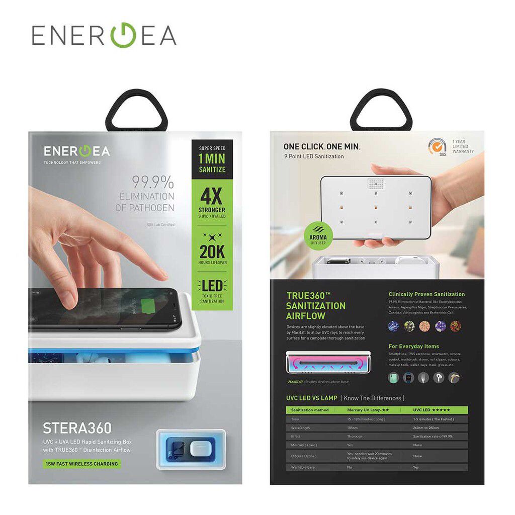 Energea Stera360 UV Sanitizing Box with Wireless Charging