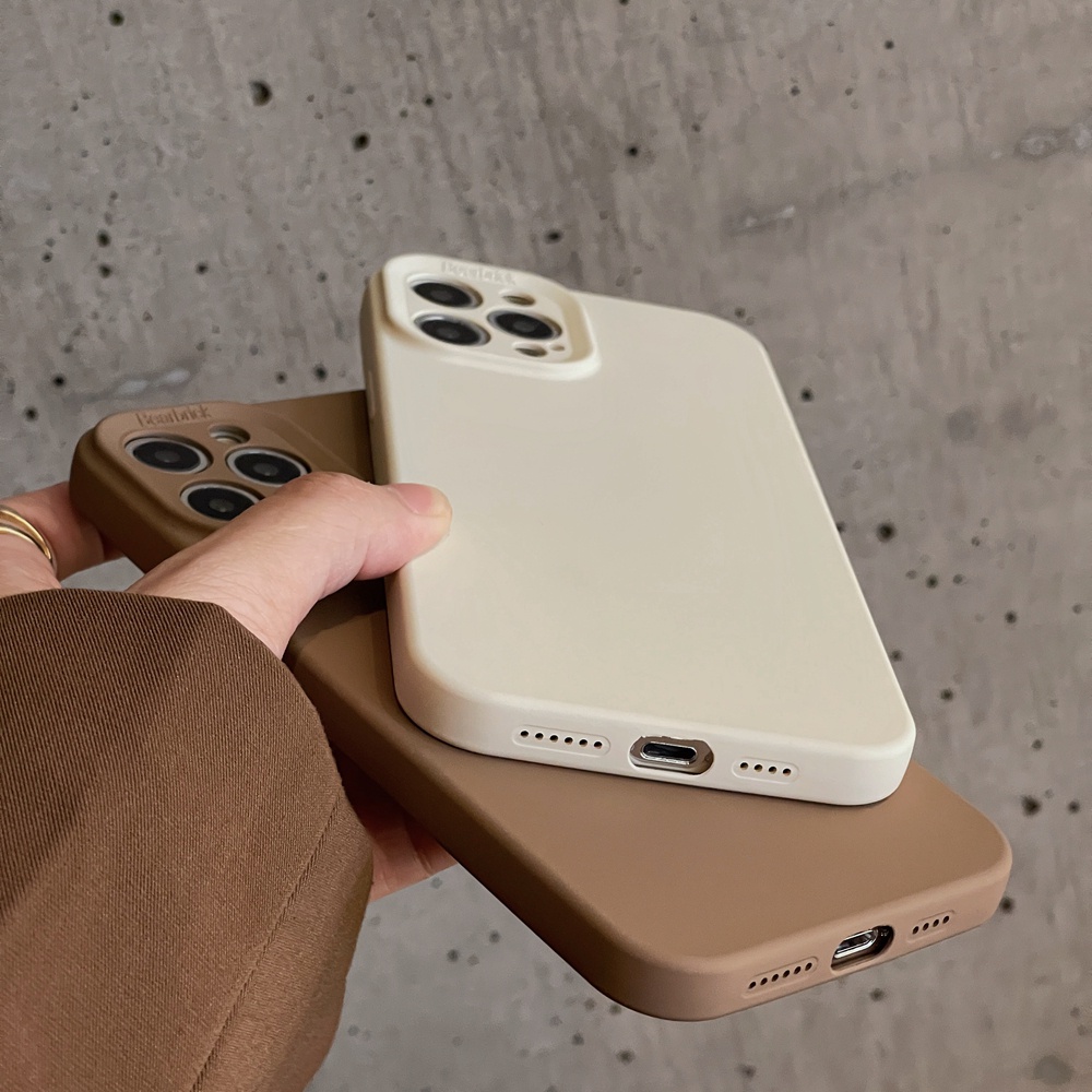 Soft Case Silikon Warna Khaki Untuk iPhone 14 Pro MAX X XS MAX XR 14 Plus 11 12 13 Pro MAX