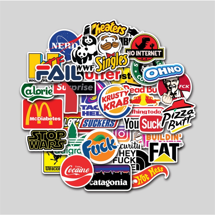 

STICKER PACK LOGO BRAND PARODY | STIKER TUMBLER LAPTOP KOPER HELM