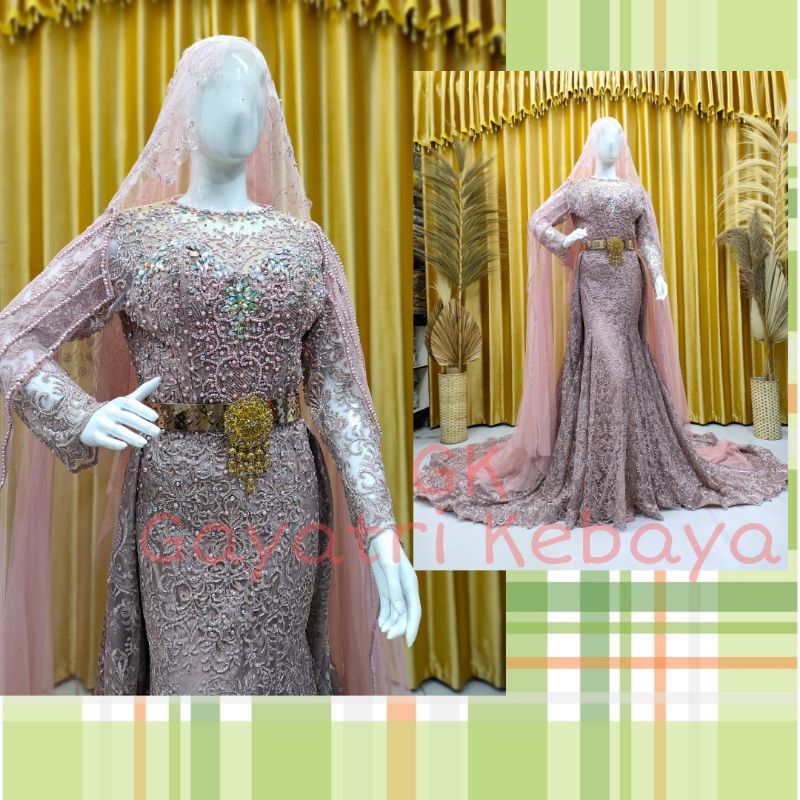 Kebaya Pengantin Model Rok Duyung Full Payet Terbaru