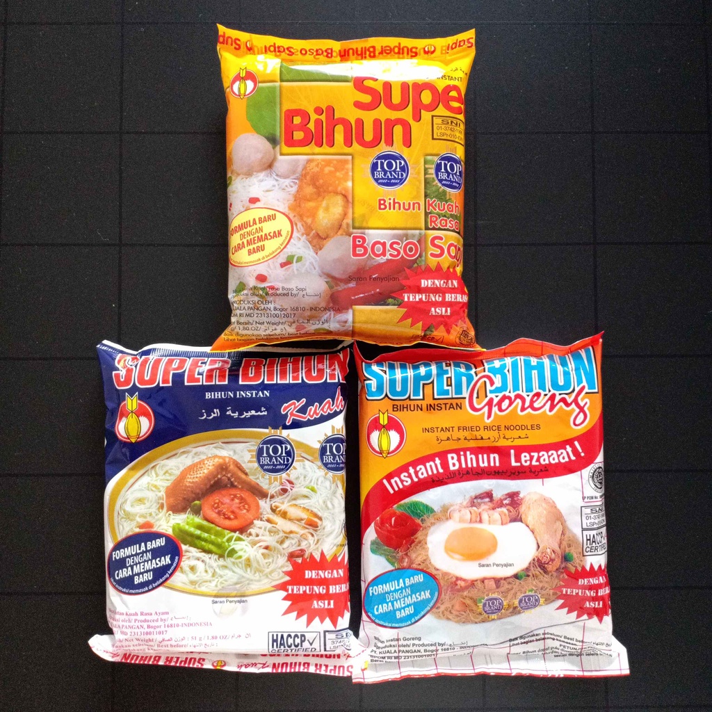 Super Bihun Goreng Kuah Rasa Ayam Baso Bakso Sapi Makanan Mi Mie Instan Instant Ringan 51gr 65gr Camilan Cemilan Snack