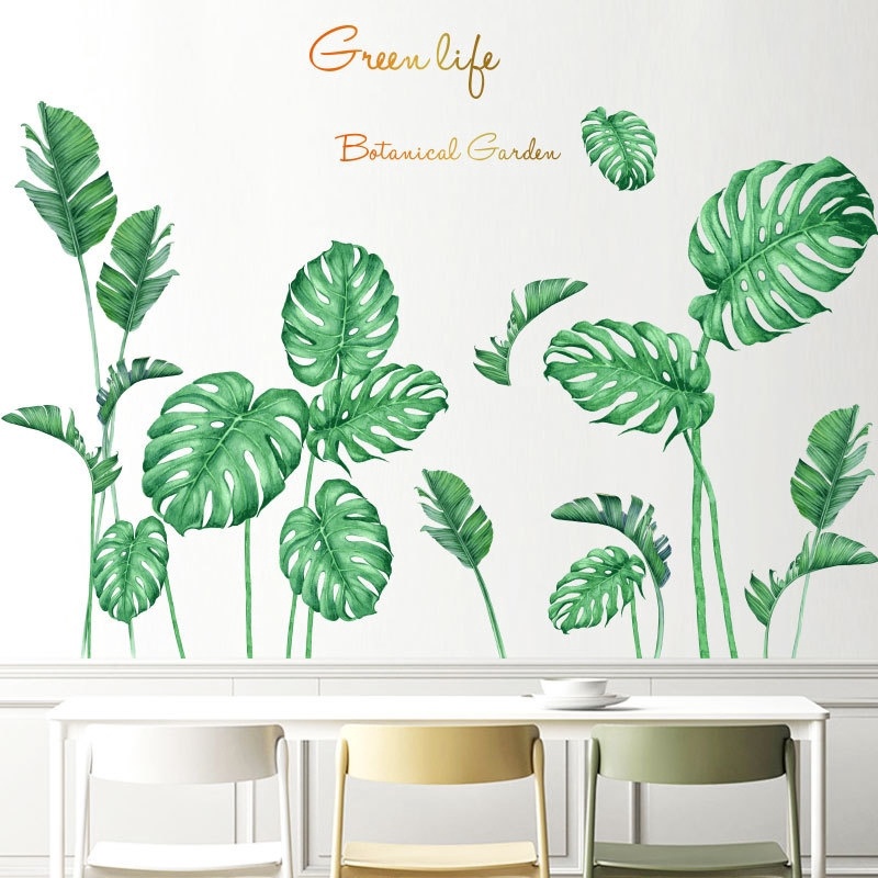 60x90cm Creative Self-adhesive Green Vegetation Wall Stickers Wall Decals for Bedroom Living Room Decor