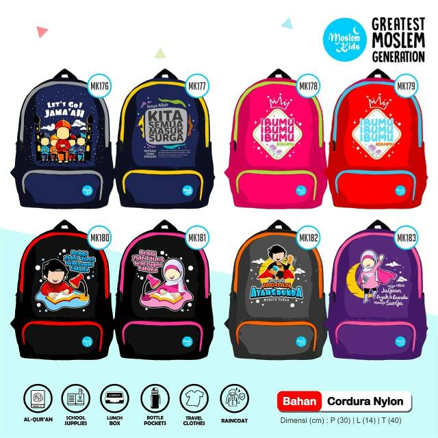 Moslim kids tas sekolah anak karakter muslim bacpack Laki-Laki  perempuan  paud tk sd waterprof  ori