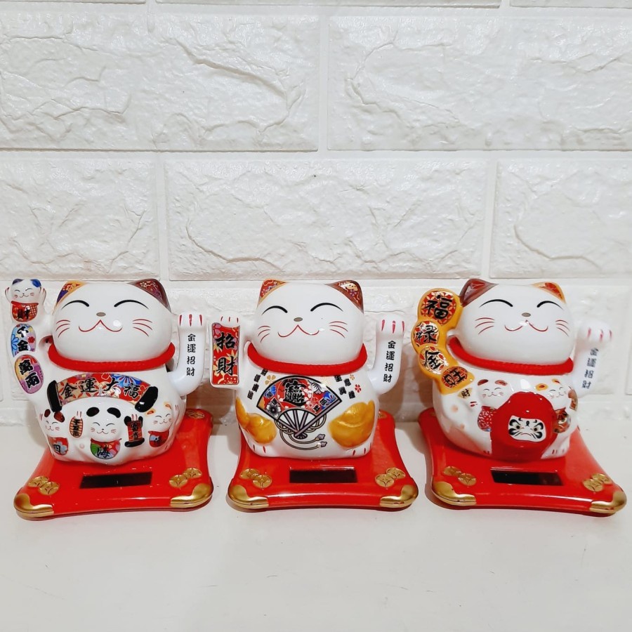 MANEKI PAJANGAN KUCING LUCKY CAT MANEKI NEKO TANGAN GOYANG KADO MURAH