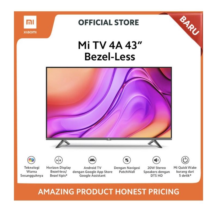 XIAOMI Mi TV 4 43" Bezel-Less Smart TV - Android TV