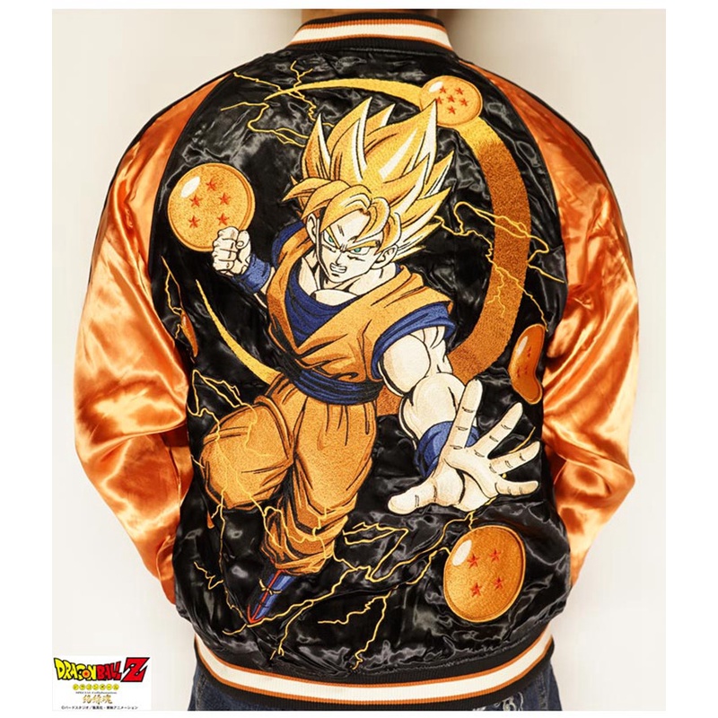 【QTakasi】Japanese and handle Yokosuka Embroidered Double Sided Jacket Dragon Ball Sun Wukong Super Saiyan Awakening Spring Autumn