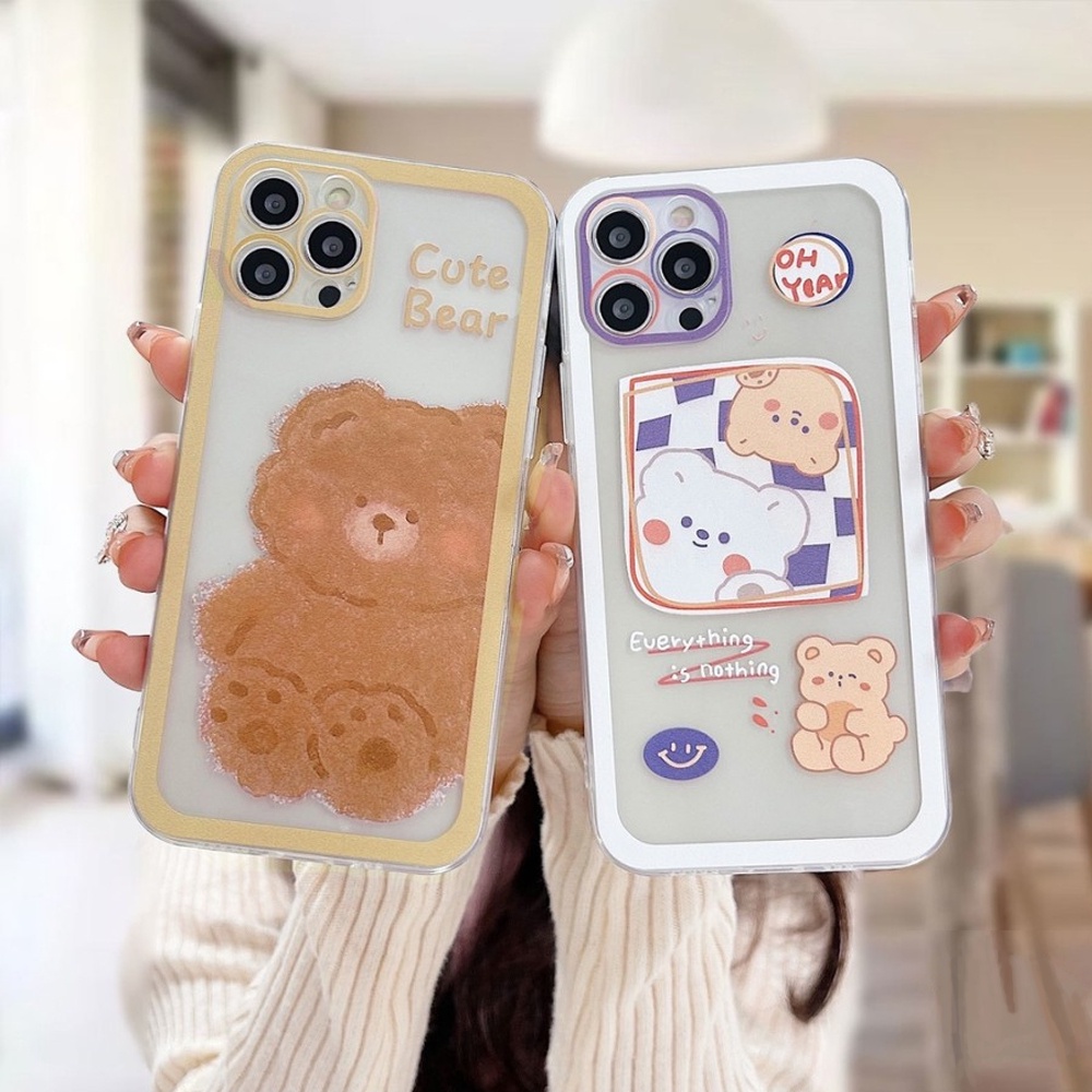 Casing Samsung A04S Case Cute Bear Smile Character Silicon Premium