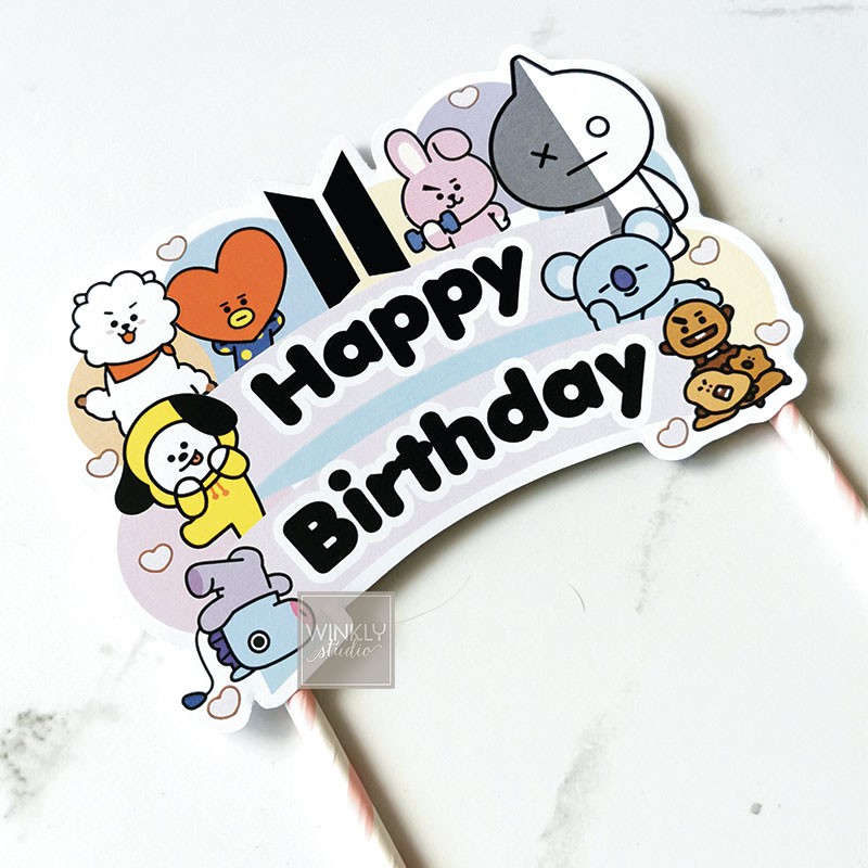 READY Big Cake Topper BTS Topper BT21 Kue Tart / Hiasan Kue Ulang Tahun Bangtanboys