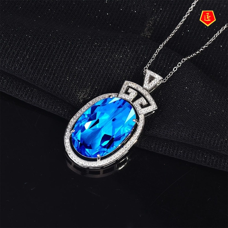 [Ready Stock]Sapphire Pendant Pt950 Fashion Personality