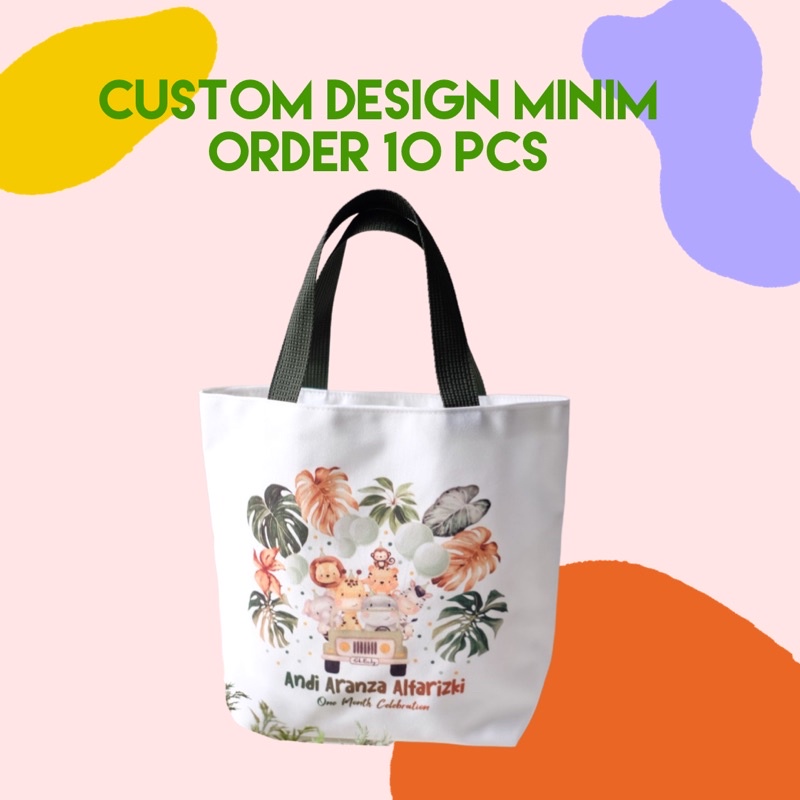 (CUSTOM DESAIN) - MINI TOTEBAG KANVAS (Minimal order 10 pcs)