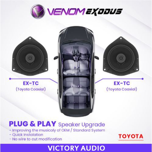 Speaker Coaxial 2-Way Venom Exodus EX-TC 6.5 Inch PnP OEM Toyota Mid Bass Built in Tweeter Original 