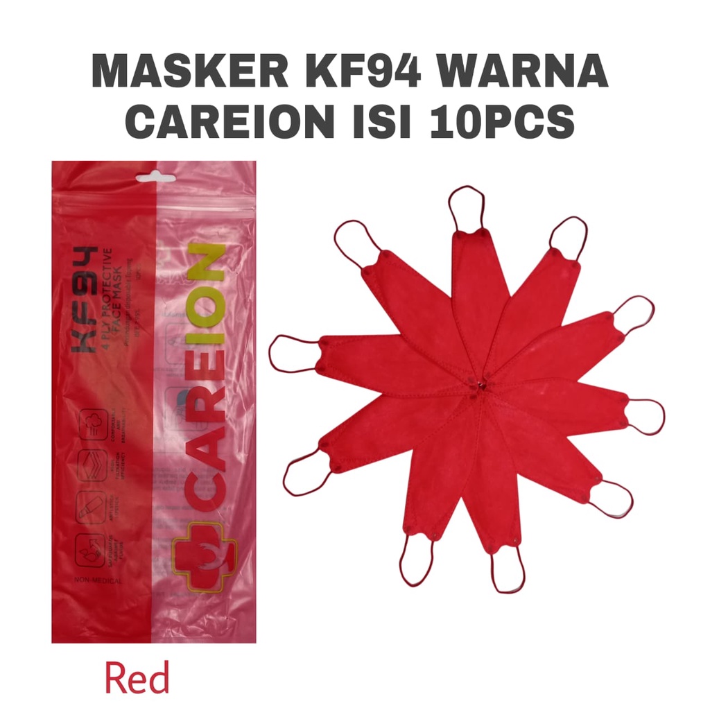 Masker KF 94 CAREION ISI 10PC Masker KF94 Masker 4D Masker KF94 CAREION KOREA 4ply KF94 Warna isi 10