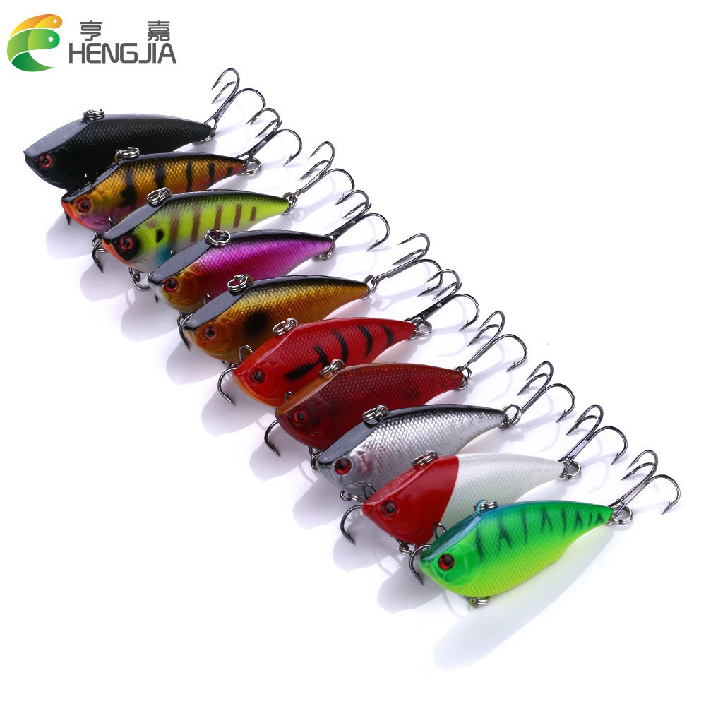 Hengjia 10 Pcs Umpan Pancing Hard Bait Vib Bentuk Ikan Imitasi Ukuran 6cm 10g