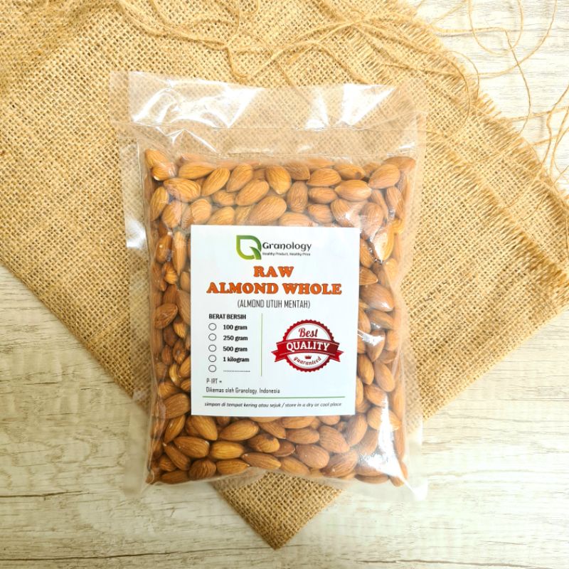 (RAW) Kacang Almond Utuh Mentah / Almond Whole Raw (500 gram)