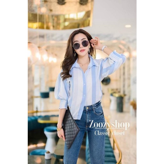 KEMEJA ZOOZY SALUR LENGAN KARETFASHION WANITA IMPORT BANGKOK CODE 25