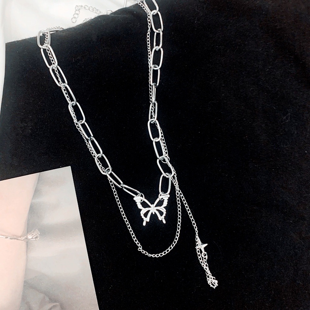 2021 Butterfly Long Necklace Temperament Hip-hop Clavicle Chain Sweater Chain Electroplate