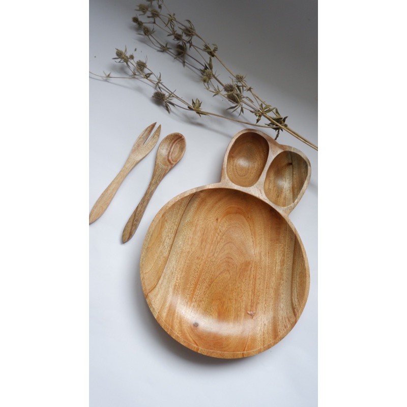 PIRING KELINCI KAYU / KADO ANAK / PIRING MAKAN ANAK