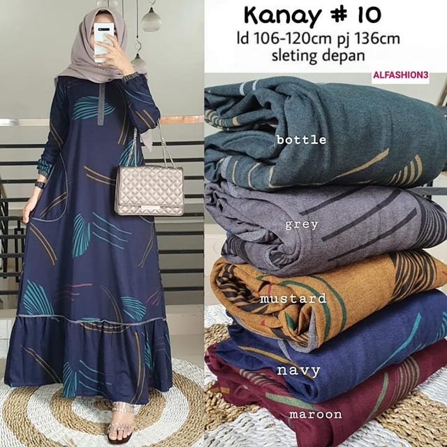 Gamis Wanita Calvin Jeans Diana Busui Tebal Melar Nyaman di Pakai Fane Levila Gamis Muslim Kekinian-KANAY 10 NAVY