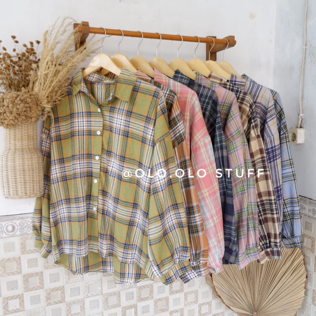 AUDREY FLANEL OVERSIZE BEST SELLER / KEMEJA FLANEL OVERSIZE / TARTAN SHIRT